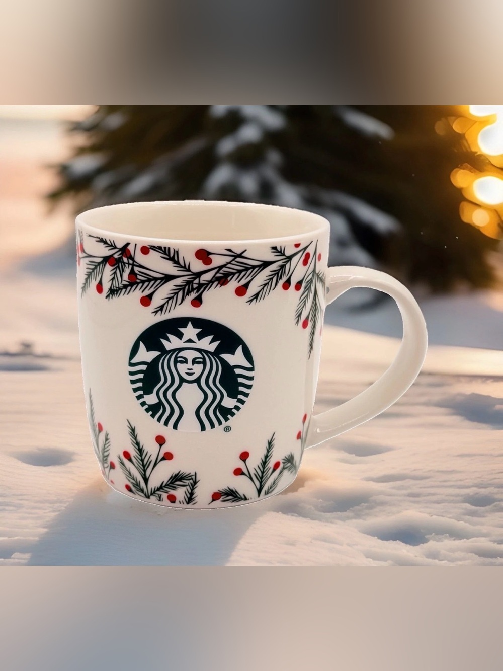Starbucks 2020 Christmas Holiday Berry Pine Branch 12 Oz Bone China Mug